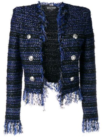 Balmain fringed tweed jacket £1,556 - Buy Online - Mobile Friendly, Fast Delivery