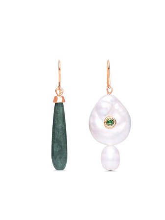 Shop white & green Oscar de la Renta mismatched drop earrings with Express Delivery - Farfetch