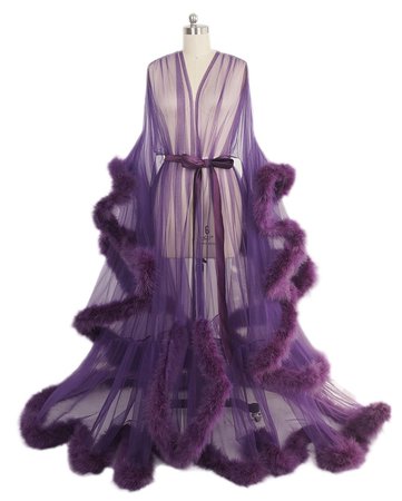 purple feather trim robe - Google Search