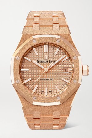Audemars Piguet | Royal Oak Automatic 37mm 18-karat frosted pink gold watch | NET-A-PORTER.COM