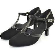 black tee strap heels