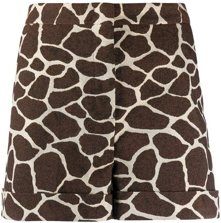 high-waisted giraffe-print shorts