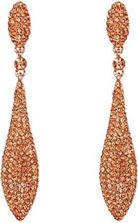 Amazon.com: EVER FAITH Women's Austrian Crystal Double Waterdrop Bridal Pierced Dangle Earrings Red Red-Tone: Clothing, Shoes & Jewelry