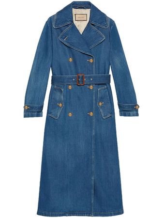 Gucci double-breasted denim trench-coat
