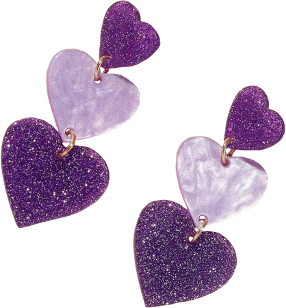 purple heart drop earrings