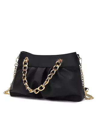MKF Collection by Mia K Marvila Minimalist Vegan Leather Chain Ruched Women's Shoulder Bag | belk