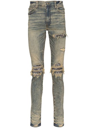 Amiri Mx1 Distressed Bandana Jeans | Farfetch.com