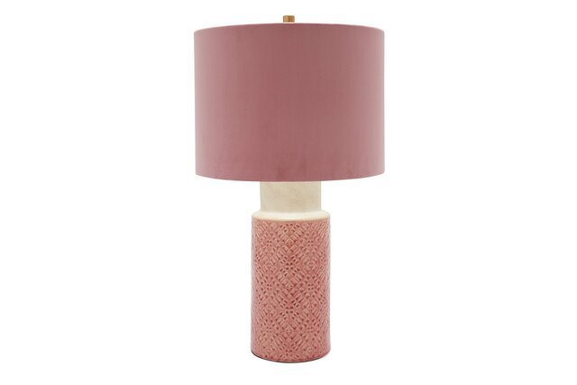 Ceramic Pink Table Lamp with Russian Rose Velvet Shade