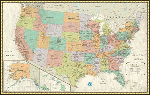 Amazon.com: RMC Classic United States USA and World Wall Map Set (Classic Edition): Office Products