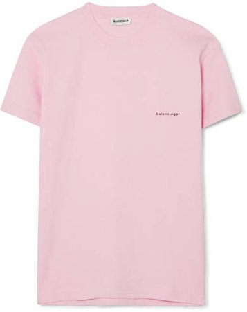 Printed Cotton-jersey T-shirt - Baby pink
