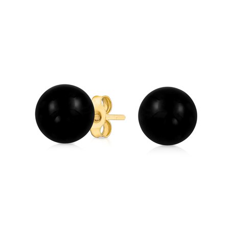 Gemstone Ball Stud Earrings 14K Real Yellow Gold – Bling Jewelry