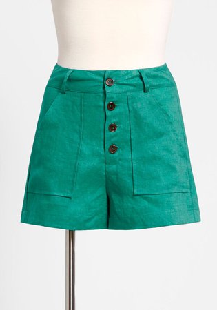 In Vacation Mode Linen Shorts Teal | ModCloth