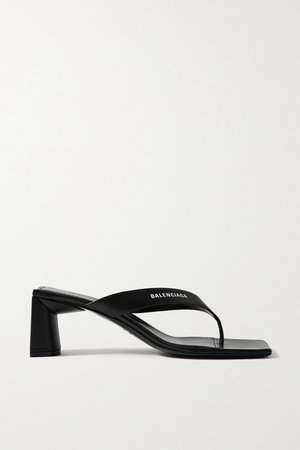 Black Logo-print leather sandals | Balenciaga | NET-A-PORTER