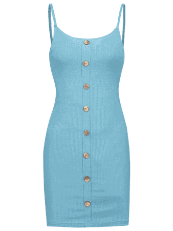 ZAFUL Ribbed Buttoned Bodycon Dress