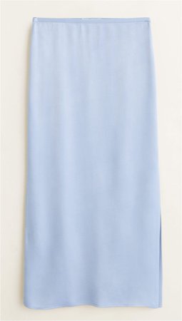 Mango light blue satin skirt