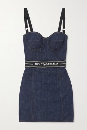 Blue Paneled denim bustier mini dress | Dolce & Gabbana | NET-A-PORTER