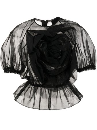 Shop Simone Rocha puff-sleeve tulle blouse with Express Delivery - FARFETCH