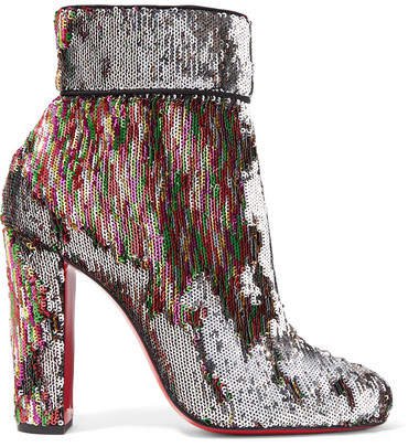 Moulamax 100 Sequined Leather Ankle Boots - Metallic