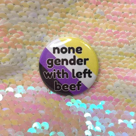 None Gender with Left Beef Nonbinary Pride Button | Etsy