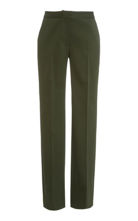Carolina Herrera, Green Stretch Wool Skinny Pants
