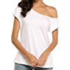 Women's Casual Off Shoulder Loose Sexy Short Sleeveless Blouse Tops T Shirt (S, White) at Amazon Women’s Clothing store: