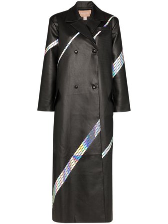 MATÉRIEL boxy fit holographic stripe coat