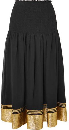 Silk-blend Chiffon And Lamé Skirt - Black