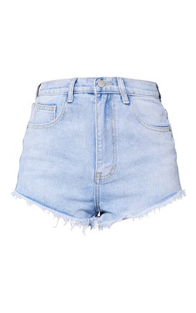 Blue Wash Frayed Hem Denim Shorts | PrettyLittleThing USA