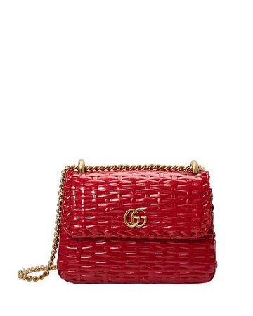 Gucci Linea Cestino Mini Web Straw Shoulder Bag | Neiman Marcus