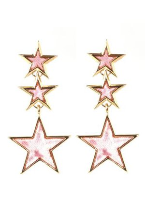 STORETS IRIS PINK VELVET GOLD TRIPLE STAR DANGLE DROP KOREAN FASHION EARRINGS | eBay