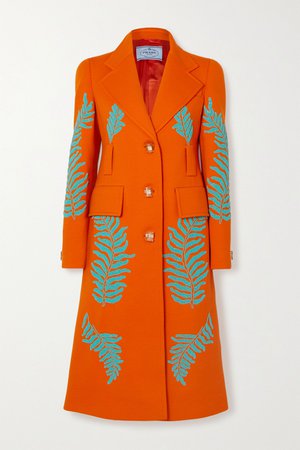 Orange Bead-embellished wool coat | Prada | NET-A-PORTER