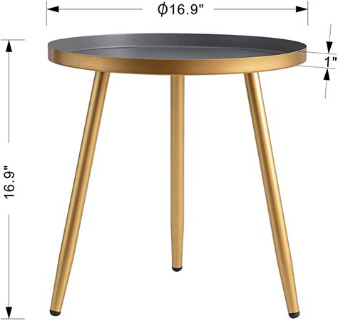 Amazon.com: Round Side Table, Metal End Table, Nightstand/Small Tables for Living Room, Accent Tables, Side Table for Small Spaces,Gold & Gray by Aojezor: Kitchen & Dining