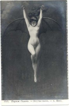 1890s bat woman postcard