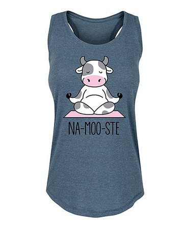 Instant Message Womens Heather Blue Na-Moo-Ste Cow Racerback Tank - Women & Plus | Best Price and Reviews | Zulily