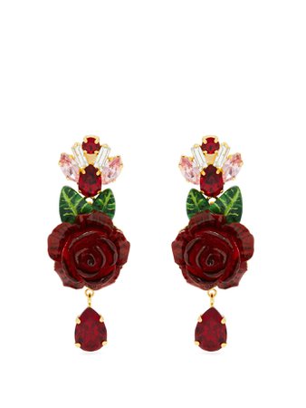 Rose and crystal-drop earrings | Dolce & Gabbana | MATCHESFASHION.COM UK