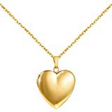 Amazon.com: U7 Women Girls 18K Gold Plated Heart Photo Locket Pendant Necklace, 22" Chain: Clothing