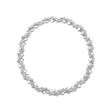 Tiffany Paper Flowers™ diamond cluster necklace in platinum. | Tiffany & Co.
