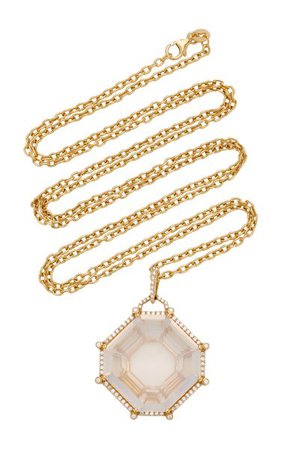 18k White Gold Quartz, Diamond Necklace By Goshwara | Moda Operandi