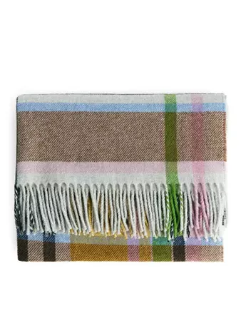 Checked Wool Scarf - Beige/Checked - Bags & accessories - ARKET CY