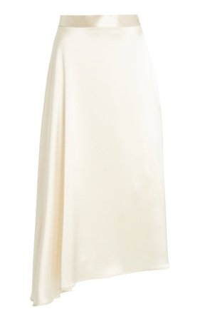 Merel Asymmetric Satin Midi Skirt By Deveaux | Moda Operandi