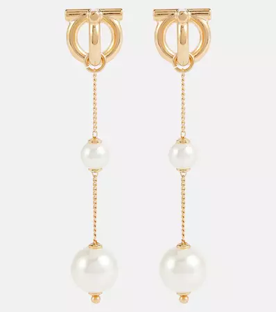 Salvatore Ferragamo - Gancini faux pearl drop earrings | Mytheresa