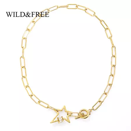star gold necklace stainless steel