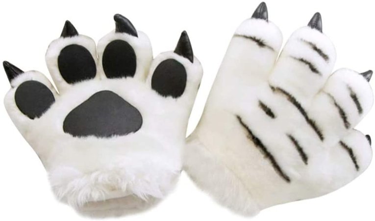 white tiger paw gloves