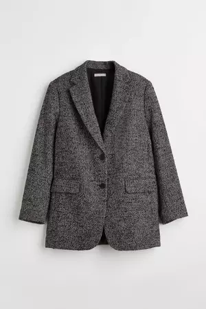 Oversized Wool-blend Jacket - Gray/herringbone-patterned - Ladies | H&M US