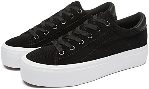 Amazon.com | THATXUAOV Womens Platform Sneakers White Tennis Shoes Casual Low Top Fashion Sneakers(Black White,US9 | Fashion Sneakers