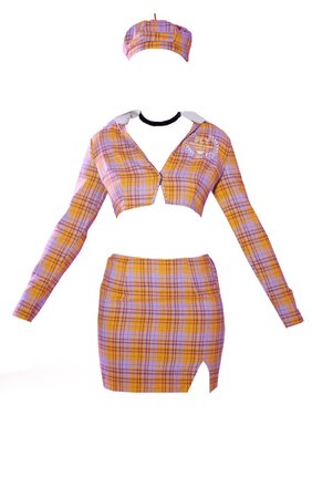 PRETTYLITTLETHING Yellow Check 90's Inspired Costume | PrettyLittleThing USA