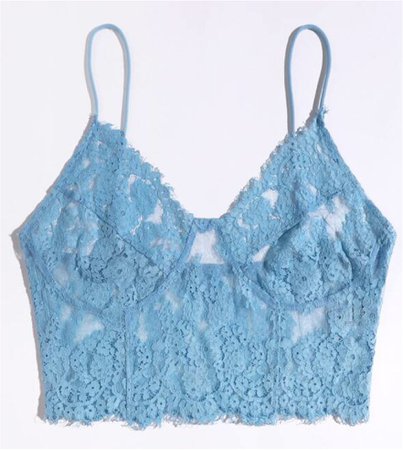 shein sheer lace bustier crop cami top in blue