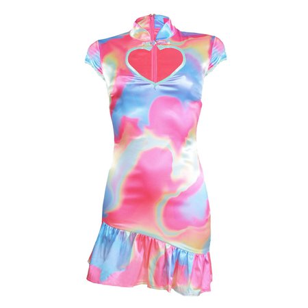 Amour Satin Qipao Style Mini Dress With Heart Cut Out | Elsie & Fred | Wolf & Badger