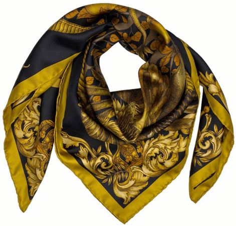 Hermes golden brown silk scarf