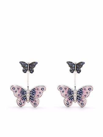 Shop SICIS JEWELS 18kt white gold Universe Butterfly diamond earrings with Express Delivery - FARFETCH